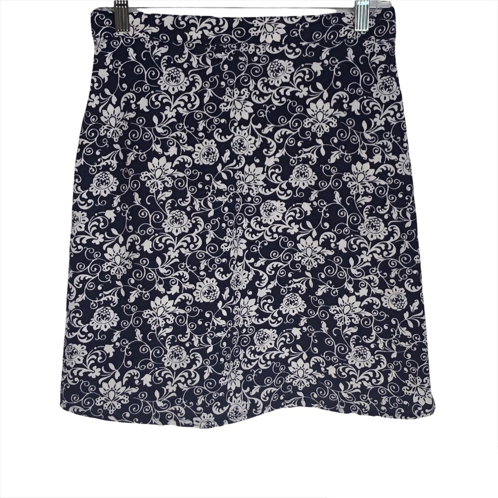 Windi River a-line skirt blue & white floral 100% cotton size M